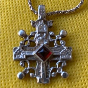 elaborate sterling silver cross pendant necklace